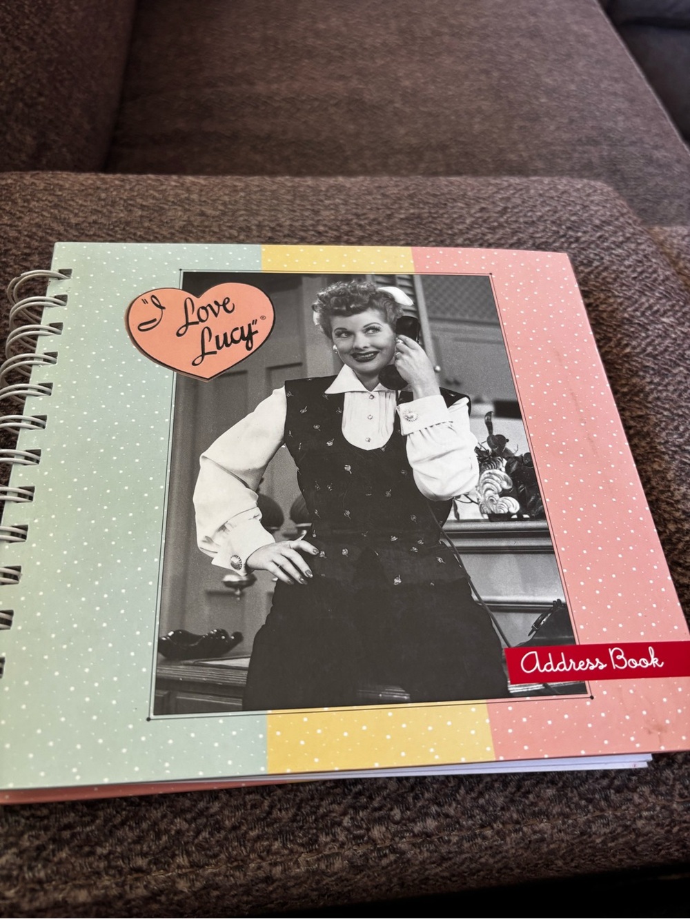 I Love Lucy Spiral Address Book with Pastel Polka Dot Cover